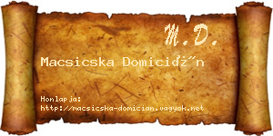 Macsicska Domicián névjegykártya